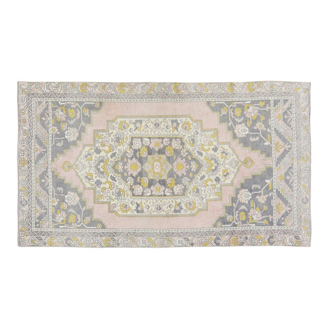 Vintage Turkish Anatolian Hand Knotted Wool Rug,4'1"X7'4" For Sale