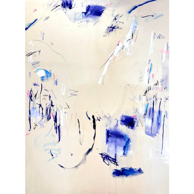 Paint Contemporary Abstract Acrylics, Marker, Spray Paint, Charcoal on Raw Canvas "Sign of the Times (Diptych)" by Manuela Karin Knaut - Set of 2 For Sale - Image 7 of 8