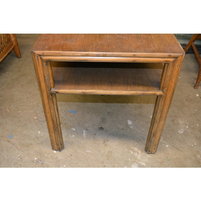 McGuire 1960s McGuire Wooden Rectangle End or Side Occasional Table W / Bamboo Legs & Lower Shelf For Sale - Image 4 of 12