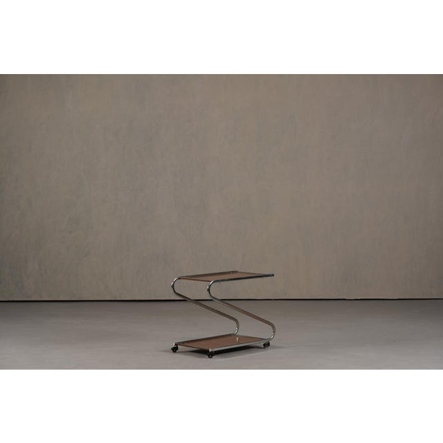 Vintage Aluminium and Plywood Bar Cart, Germany, 1980s For Sale - Image 9 of 9