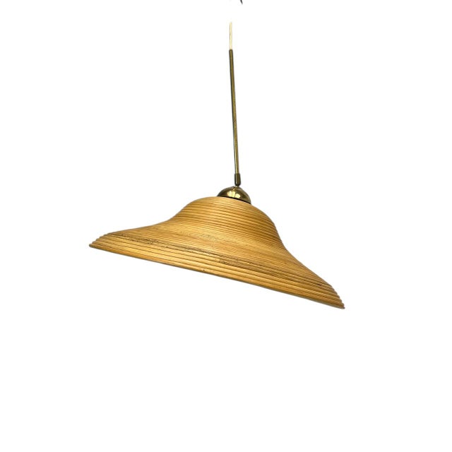 Tan Pencil Reed Pendant Lamp, Italy, 1970s For Sale - Image 8 of 13