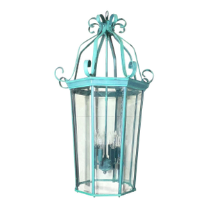 Vintage-Style French Provincial Solid Zinc Hanging Lantern - Verdigris Finish