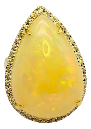 Bochic “Orient” Natural Fancy Diamond & Fire Opal Ring Set In 18K Gold & Silver