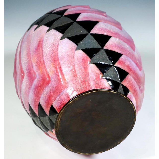 Large Art Deco Enamel Vase by Camille Faure, France, 1930s For Sale - Image 6 of 8
