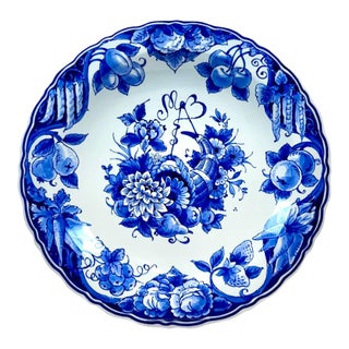 Vintage Delft De Porceleyne Fles Plate, Fruit and Vegetable Pattern Plate For Sale