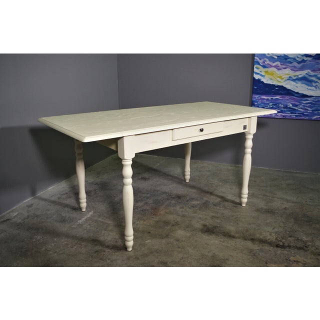 White Table with Brushed Spruce Extensions For Sale - Image 8 of 18