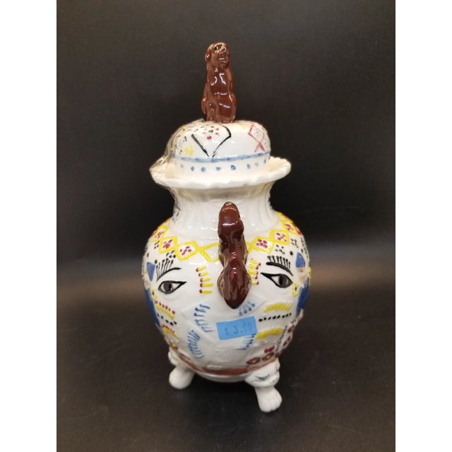 Vintage Staffordshire Like Asian Inspired Ceramic GingerJar For Sale - Image 4 of 8