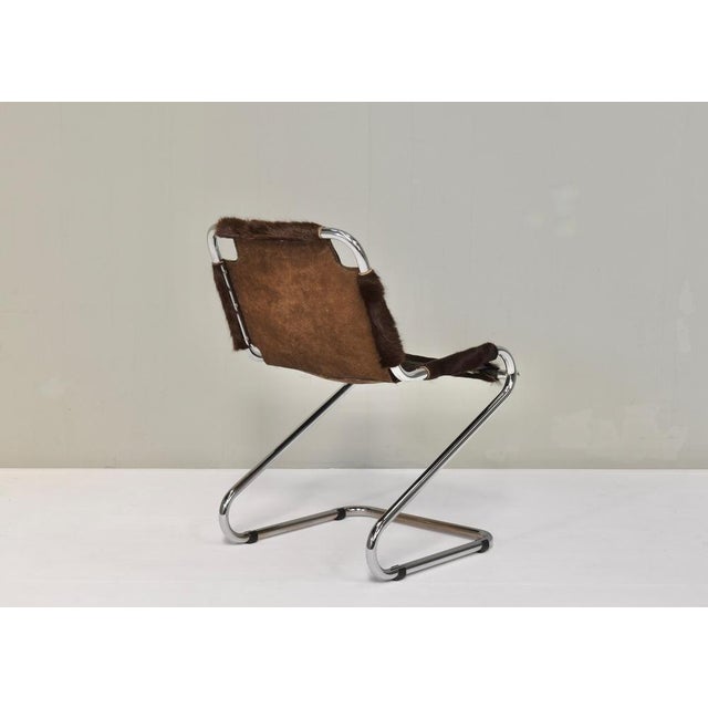 Vintage Italian Chair in Cowhide and Chrome, 1970s For Sale - Image 7 of 16