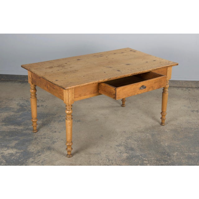 Wood Antique Country French Provincial Pine Farmhouse Table For Sale - Image 7 of 12