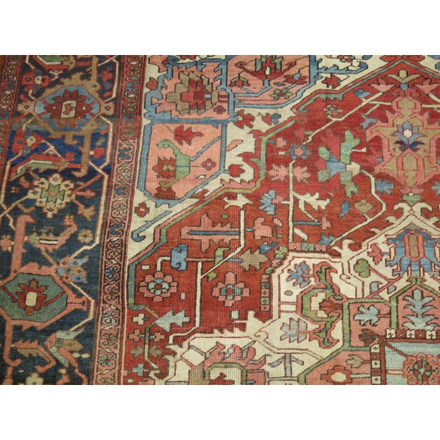 Zabihi Collection Large Antique Persian Square Heriz Rug - 8'6" x 9'2" For Sale In New York - Image 6 of 12