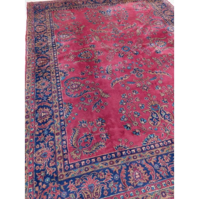 Red 1940s Mid Century Vintage Hand-Knotted Turkish Rug. 8'9"x 11' For Sale - Image 8 of 13