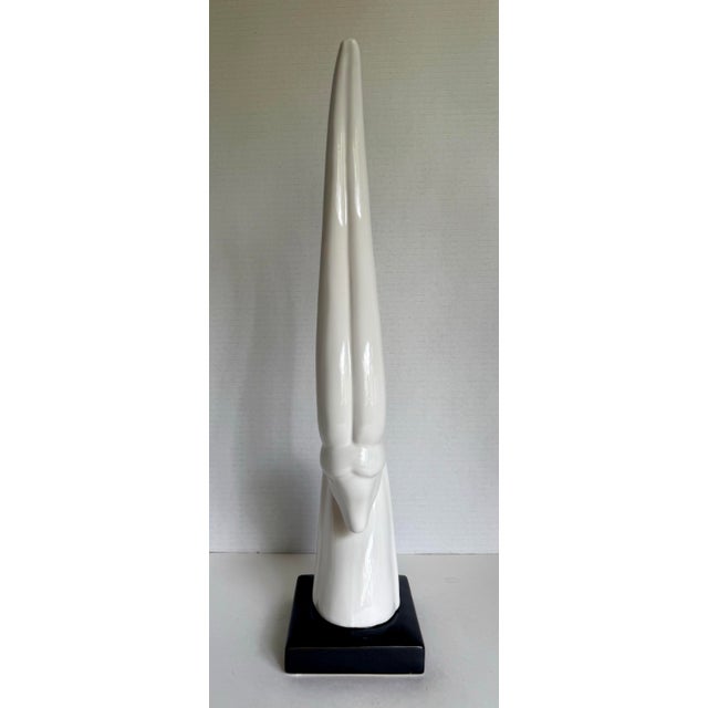 Modern Ceramic Porcelain Black and White Gazelle Sculptural Figure For Sale In Los Angeles - Image 6 of 7