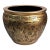 Large Vintage Chinoiserie Black & Gold Embossed Ceramic Cachepot Planter For Sale