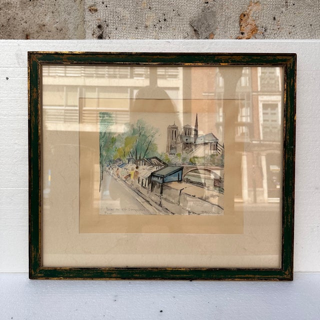 Watercolor on paper “View of Notre Dame from Quai de la Tournelle”, Timoteo Pérez Rubio, 1969 – Spain Technique:...