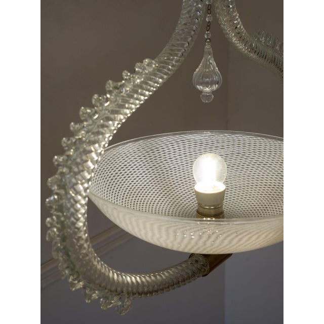 Gold Vintage Italian Murano Glass Chandelier in Reticello Glass from Barovier & Toso, 1940s For Sale - Image 8 of 12