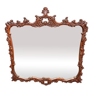Chippendale Style Carved Mahogany Mirror For Sale