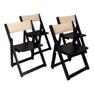 Vintage Folding Chairs in Black Wood from Fratelli Reguitti, 1980s, Set of 4 For Sale