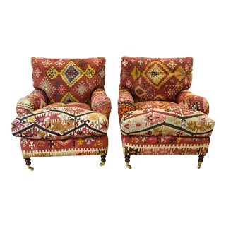 George Smith Kilim Chairs - a Pair For Sale