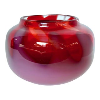 1980s Hand-Blown Ruby Ombre Glass Vase For Sale