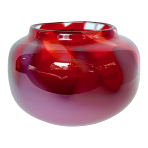 1980s Hand-Blown Ruby Ombre Glass Vase