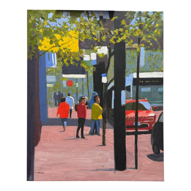 Bus on the Way Expressionism Oil Painting For Sale