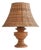 Wabi-Sabi Table Lamp in Turned and Carved Wood with Rattan Shade, 1920s For Sale