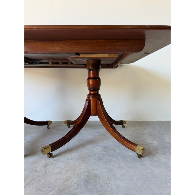 Vintage Baker Furniture Georgian Style Double Pedestal Extension Dining Table For Sale - Image 10 of 18
