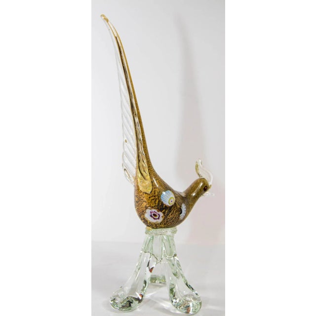 Transparent Italian Murano Art Glass Pheasant Bird Sculpture 1960s For Sale - Image 8 of 12
