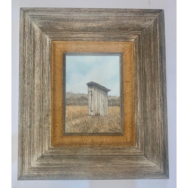 Part of a series of The Vanishing American Scene paintings by Allan Nance 1940 - 2025. This one is titled The Out Back....