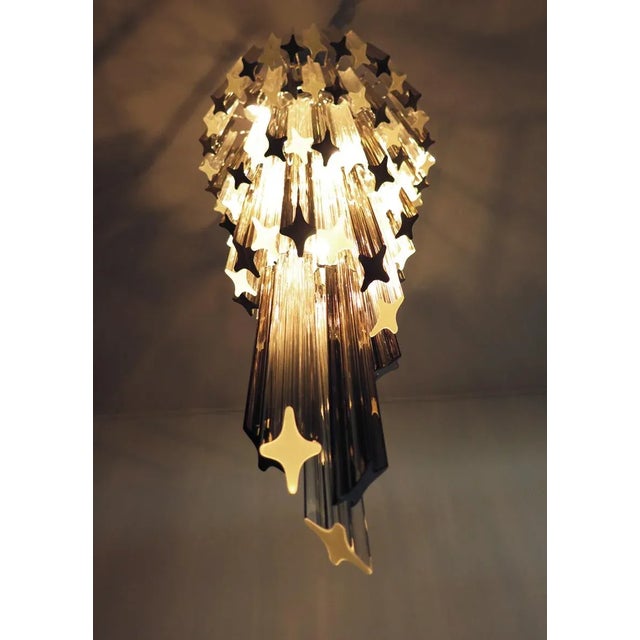 1980s Vintage Italian Chandelier with 86 Smoked Glass Prisms, 1983 For Sale - Image 5 of 15