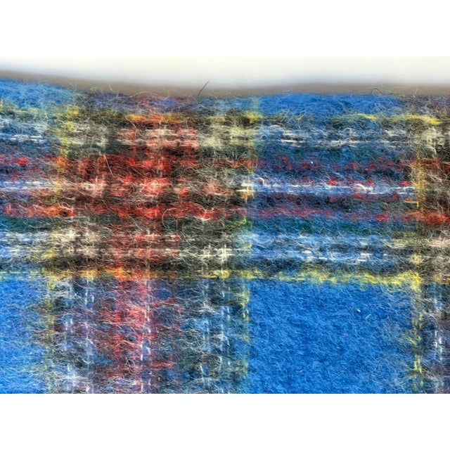 1970s Blue Plaid Scotland Mohair Pillow For Sale - Image 4 of 5