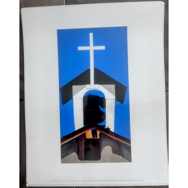 Blue Vintage Print of Georgia O’Keeffe “Bell, Cross, Ranchos Church, New Mexico” 1930 For Sale - Image 8 of 8