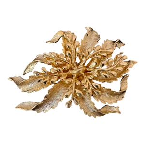 Vintage Gold Poinsettia Large Floral Brooch