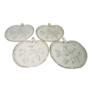 1950s Hazel-Atlas Apple Blossom Snack Plates- Set of 4
