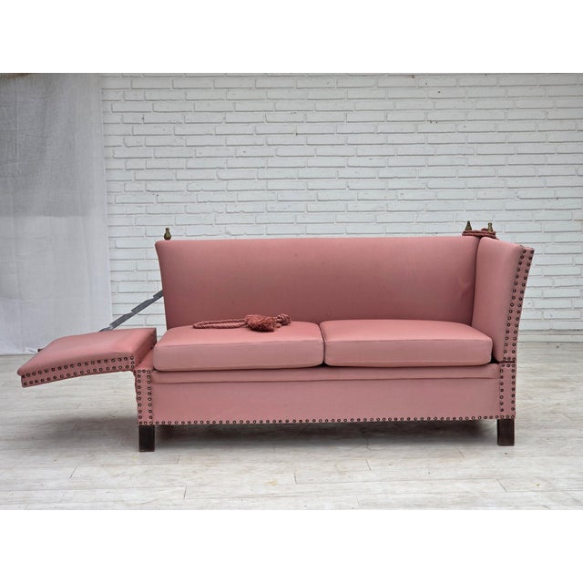 Danish Spanish Drop-Arm Two-Seater Sofa with Wool Upholstery, 1970s For Sale - Image 18 of 18