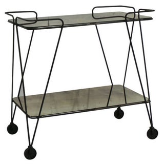 Mirrored Two-Tiered Bar Cart For Sale