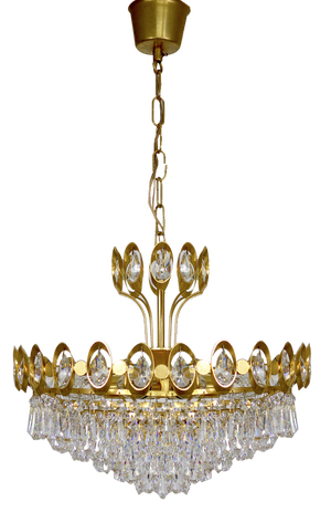 Brass & Lead Crystal Chandelier from Joska, 1970s