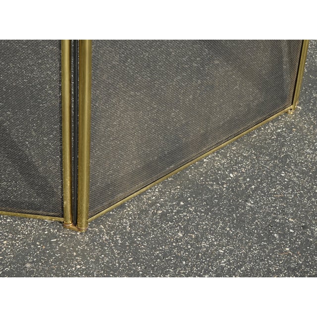 Vintage French Country Neoclassical Three Panel Gold Fireplace Screen W Finials For Sale - Image 11 of 17