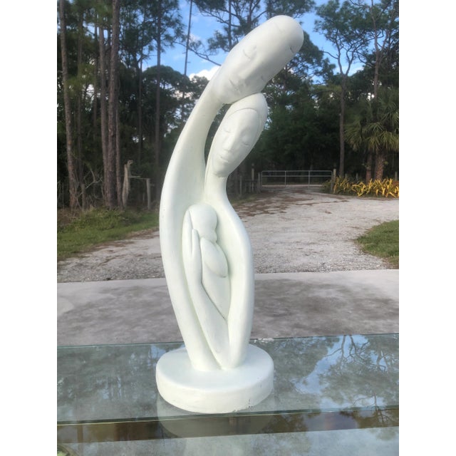 Modern Boho Plaster Sculpture of Young Family For Sale - Image 10 of 10