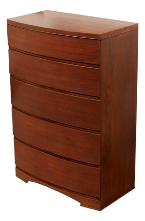 Mid 20th Century Five Drawer Bowed Front Art Deco Dresser Highboy