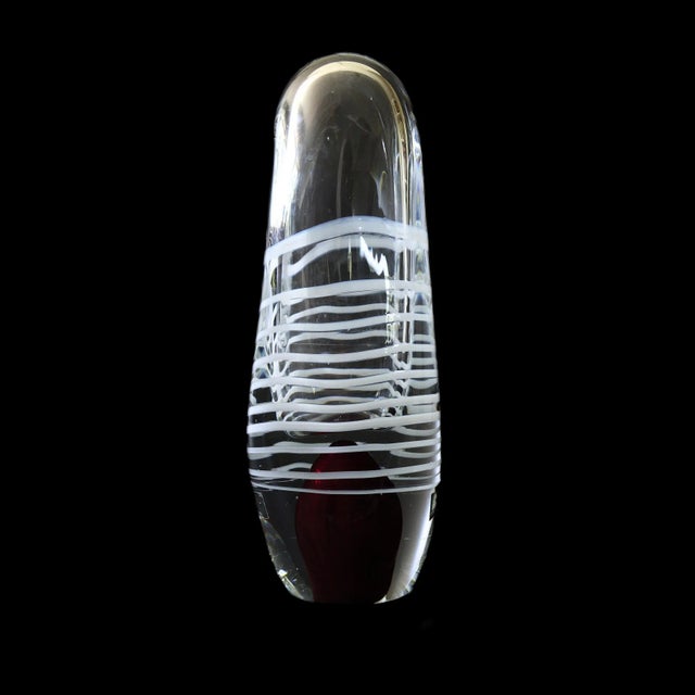 Stunning vintage unique handmade vase by Adam J for JAB Glass made in 1990.