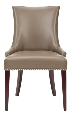 19''H Leather Dining Chair With Silver Nailheads in Clay & Cherry Mahogany