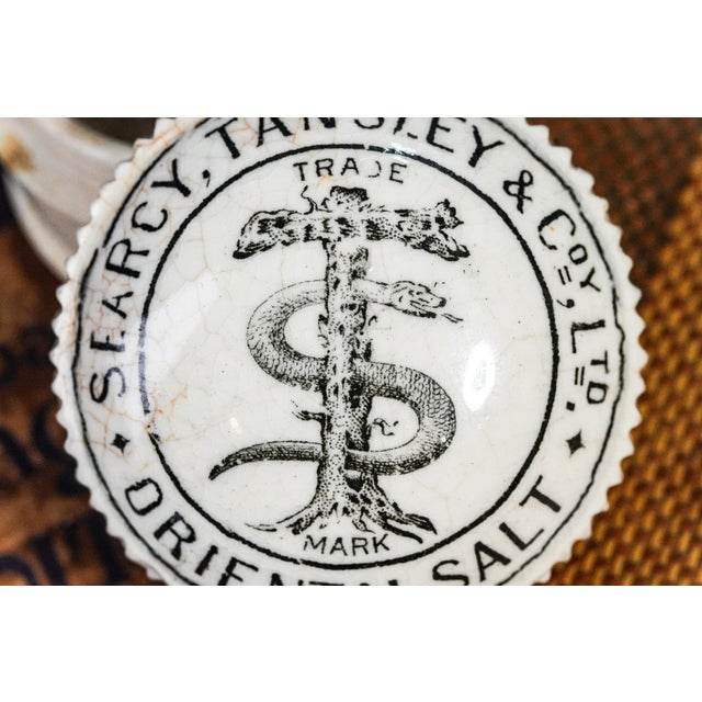 Neat Victorian Antique Porcelain Pot Lidded Jar Searcy, Tansley and Co.'s Celery Salt Advertising Kitchen Cooking Home Decor For Sale - Image 4 of 9