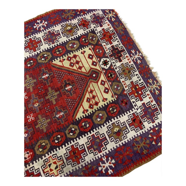 1910s, Handmade Antique Turkish Anatolian Prayer Kilim 4.5' X 6.2' For Sale