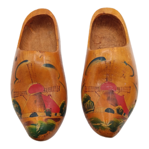 Vintage Hand Painted Dutch Wooden Clogs