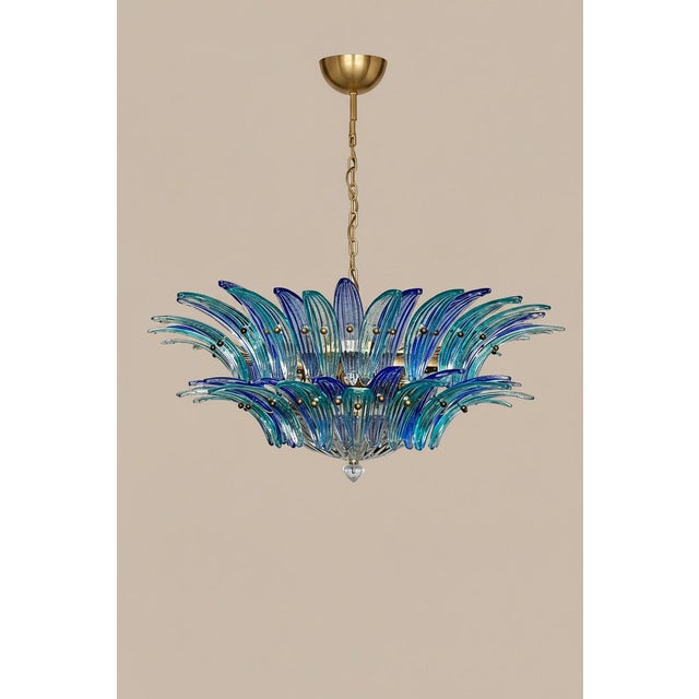 DUTIES FREE Blue Turquoise Palmette Murano Chandelier, 82 Elements | Murano Shutters A striking Italian Murano glass...
