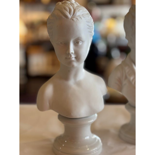 1970s Set of 2 Japanese Made, Hand Painted Porcelain Mini Busts For Sale - Image 5 of 12