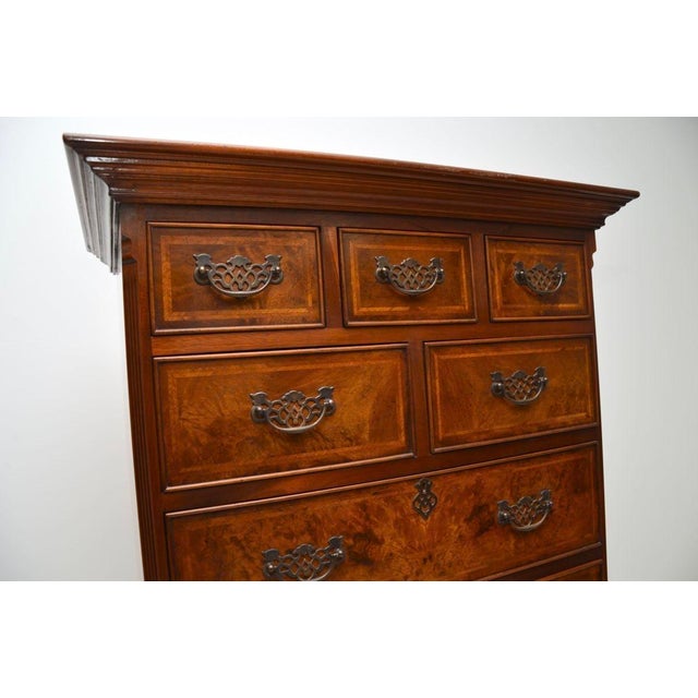 Wood Walnut Chest on Chest of Drawers, 1950s For Sale - Image 7 of 11