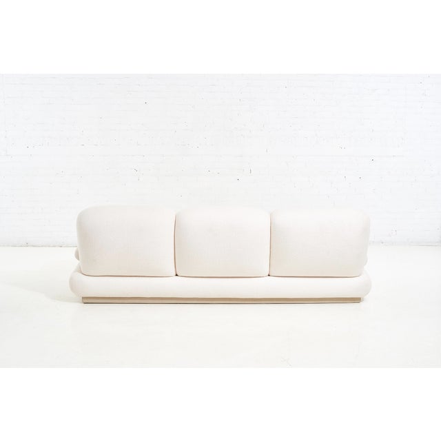 Textile Modern Drama White Boucle Pouf Sofa For Sale - Image 7 of 12