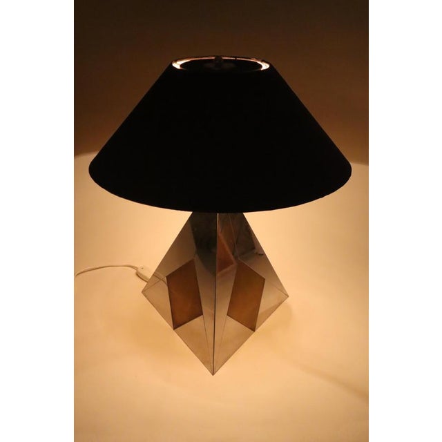 Mid-Century Modern Bicolor Metal and Silk Lampshade Table Lamp, France, 1960s For Sale - Image 13 of 18